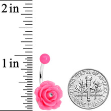 Load image into Gallery viewer, Clear Pink Gem Flower Belly Ring Set of 3