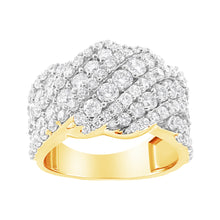 Load image into Gallery viewer, 10K White Gold 3.00 Cttw Diamond Multi Row Cluster Band Ring (I-J Color, I3 Clarity) - Size 7