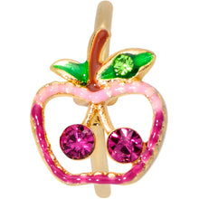 Load image into Gallery viewer, 20G 5/16 Clear Purple Gem Gold Tone Cherry Apple Nose Hoop