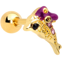 Load image into Gallery viewer, 16G 1/4 Purple Gem Gold Tone Dainty Dolphin Cartilage Tragus