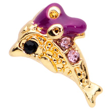 Load image into Gallery viewer, 16G 1/4 Purple Gem Gold Tone Dainty Dolphin Cartilage Tragus
