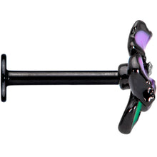 Load image into Gallery viewer, 16G 5/16 Clear Gem Black Iris Flower Labret Monroe Tragus
