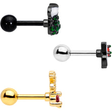 Load image into Gallery viewer, 16G 1/4 Red CZ Gem Gold Tone Christmas Cartilage Earring Set of 3