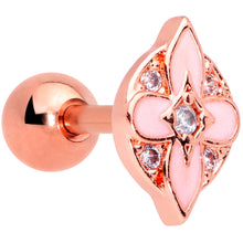 Load image into Gallery viewer, 16G 1/4 Clear Gem Rose Gold Tone Pink Cross Cartilage Tragus