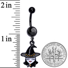 Load image into Gallery viewer, Black Gem Black Pretty Goth Witch Halloween Dangle Belly Ring