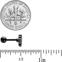 Load image into Gallery viewer, 16G 1/4 Black Gem Floral Burst Halloween Cartilage Tragus