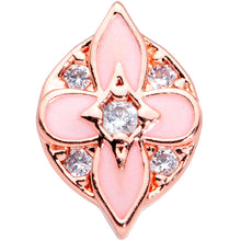 Load image into Gallery viewer, 20G 1/4 Clear Gem Rose Gold Tone Pink Cross Nose Bone
