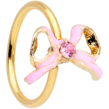 Load image into Gallery viewer, 20G 5/16 Pink Gem Gold Tone Pink Bow Nose Hoop