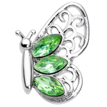 Load image into Gallery viewer, 16G 1/4 Green Gem Lacy Butterfly Cartilage Tragus Earring