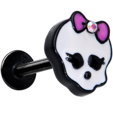 Load image into Gallery viewer, 16G 5/16 Aurora Gem Black Kawaii Skull Labret Monroe Tragus