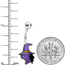 Load image into Gallery viewer, Purple Witch Halloween Glow in the Dark Belly Ring