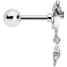 Load image into Gallery viewer, 16G 1/4 Clear Gem Jolly Santa Hat Christmas Cartilage Tragus