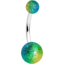 Load image into Gallery viewer, Green Gem Glow Sandblasted Multicolor Belly Ring Set of 4