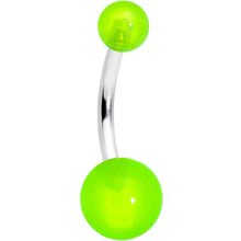 Load image into Gallery viewer, Green Gem Glow Sandblasted Multicolor Belly Ring Set of 4