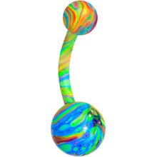 Load image into Gallery viewer, Green Gem Glow Sandblasted Multicolor Belly Ring Set of 4