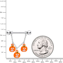 Load image into Gallery viewer, 14G 9/16 Pumpkin Halloween Chain Dangle Nipple Ring Set