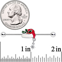 Load image into Gallery viewer, 14G Clear Gem Jolly Santa Hat Christmas Industrial Barbell 38mm