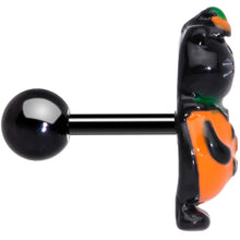 Load image into Gallery viewer, 16G 1/4 Black Cat Pumpkin Halloween Cartilage Tragus