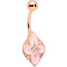 Load image into Gallery viewer, Clear Gem Rose Gold Tone Pink Cross Belly Ring