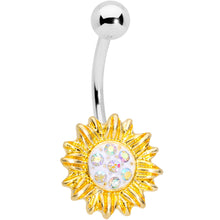 Load image into Gallery viewer, Aurora Gem Scintillating Sunflower Belly Ring
