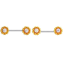 Load image into Gallery viewer, 14G 9/16 Aurora Gem Scintillating Sunflower Nipple Ring Set
