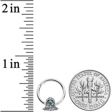 Load image into Gallery viewer, 16G 3/8 Clear Gem Green Eye Halloween Ghost Hinged Segment Ring
