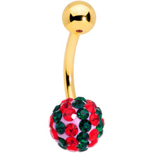 Load image into Gallery viewer, Clear Gem Gold Tone Tree Stocking Christmas Dangle Belly Ring Set of 3
