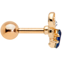 Load image into Gallery viewer, 16G 1/4 Blue Gem Gold Tone Beautiful Bee Cartilage Tragus Earring