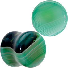 Load image into Gallery viewer, Natural Green Line Agate Stone Saddle Plug Set