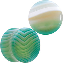 Load image into Gallery viewer, Natural Green Line Agate Stone Saddle Plug Set