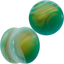 Load image into Gallery viewer, Natural Green Line Agate Stone Saddle Plug Set