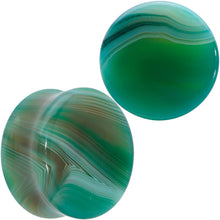 Load image into Gallery viewer, Natural Green Line Agate Stone Saddle Plug Set