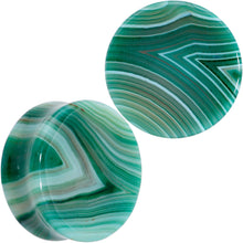Load image into Gallery viewer, Natural Green Line Agate Stone Saddle Plug Set
