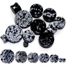 Load image into Gallery viewer, Natural Black White Snowflake Obsidian Saddle Plug Set