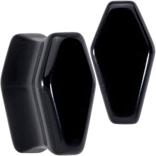 Load image into Gallery viewer, Black Obsidian Coffin Halloween Double Flare Plug Set