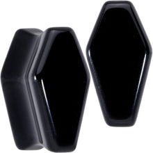 Load image into Gallery viewer, Black Obsidian Coffin Halloween Double Flare Plug Set