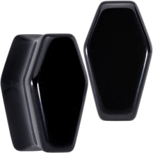 Load image into Gallery viewer, Black Obsidian Coffin Halloween Double Flare Plug Set