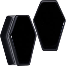 Load image into Gallery viewer, Black Obsidian Coffin Halloween Double Flare Plug Set