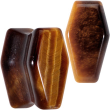 Load image into Gallery viewer, Brown Tiger Eye Coffin Halloween Double Flare Plug Set