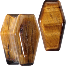 Load image into Gallery viewer, Brown Tiger Eye Coffin Halloween Double Flare Plug Set