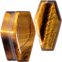Load image into Gallery viewer, Brown Tiger Eye Coffin Halloween Double Flare Plug Set