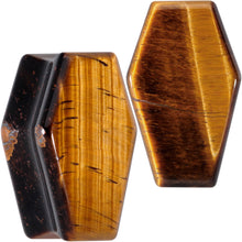 Load image into Gallery viewer, Brown Tiger Eye Coffin Halloween Double Flare Plug Set