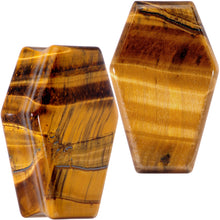 Load image into Gallery viewer, Brown Tiger Eye Coffin Halloween Double Flare Plug Set