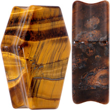 Load image into Gallery viewer, Brown Tiger Eye Coffin Halloween Double Flare Plug Set