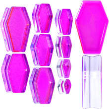 Load image into Gallery viewer, Aurora Purple Cloudy Quartz Stone Coffin Double Flare Plug Set