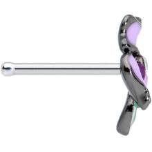 Load image into Gallery viewer, 20G 1/4 Clear Gem Purple Iris Nose Bone