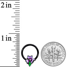Load image into Gallery viewer, 16G 3/8 Clear CZ Gem Black Purple Iris Flower Hinged Segment Ring
