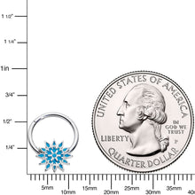 Load image into Gallery viewer, 16G 3/8 Blue Winter Snowflake Christmas Hinged Segment Ring