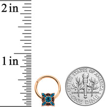 Load image into Gallery viewer, 16G 3/8 Aqua Gem Rose Gold Tone Renaissance Hinged Segment Ring