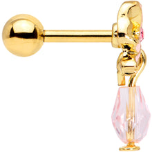 Load image into Gallery viewer, 16G 1/4 Pink Gem Gold Tone Bow Dangle Cartilage Tragus Earring